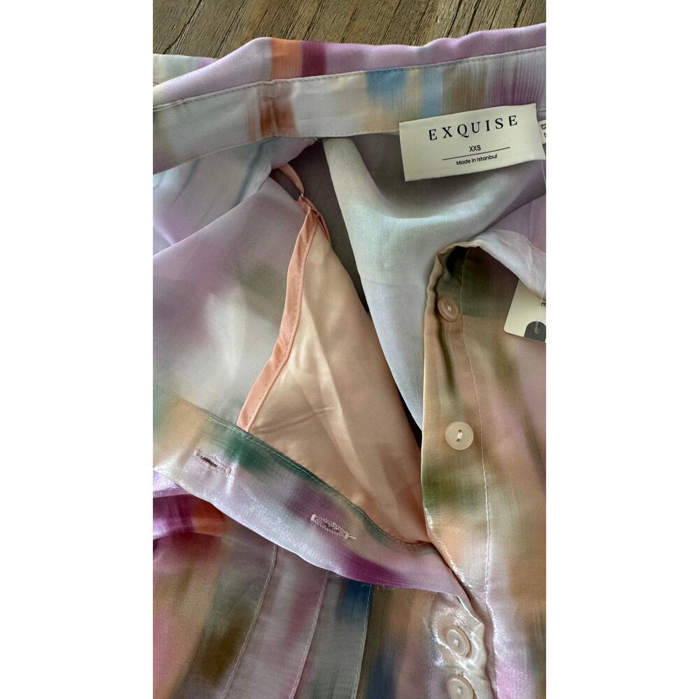 Exquise (Anthropologie) Tobie Organza Mini Shirt Dress - Size XXS - Picture 3 of 11